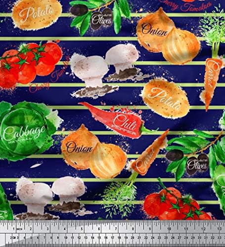 Плат Soimoi от син памучен воал, шарени и смесени зеленчуци, плат с флорални принтом ширина 58 см