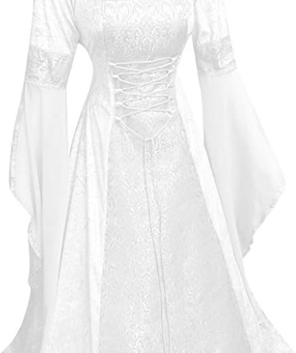 Женствена рокля на Хелоуин ZEFOTIM, винтажное рокля-наметало на вещица с качулка, ръкав-тромпет, средновековна сватбена