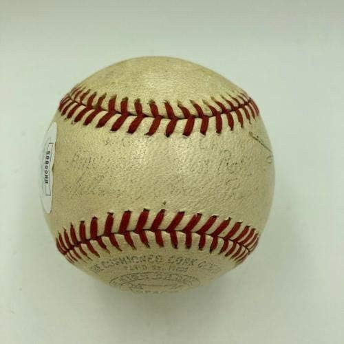 Игрови дни на Джо Ди Маджо в 1943 година Подписа договор с Американската лига бейзбол Харридж JSA COA - Бейзболни топки