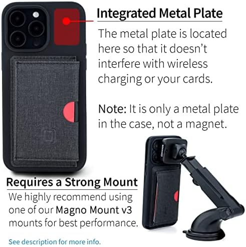 Флип калъф Dockem за iPhone 14 Pro Max с Подвижна Минималистичен чантата с капак за 3-4 карти и метална плоча за магнитно закрепване (черен)
