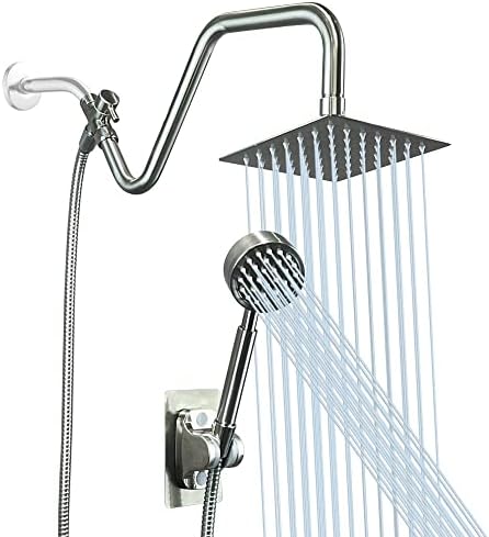 Изцяло метална приставка за душ LOHNER 6 с ръчно управление, Луксозна накрайник за душ от неръждаема стомана, Метална