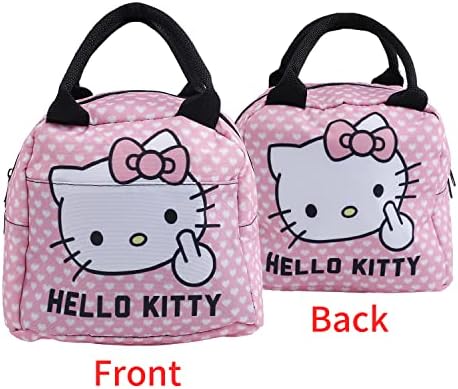 Kawaii Kitty Cat Lunch Bag Дамски Изолирано Чанта-Тоут За Прекрасни Момичета, Обяд-Бокс, Чанта за Закуски с Отделения