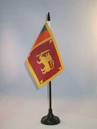 Флаг на АЗЕРБАЙДЖАН Тенис на Флаг на Шри Ланка, 4 x 6 - Тенис на флаг Шри Ланка 15 x 10 см - Черна Пластмасова Пръчка
