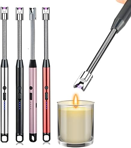 Запалка за свещи от 4 теми, електродъгово запалка с USB зареждане, беспламенная, ветрозащитная, led дисплей, батерии,