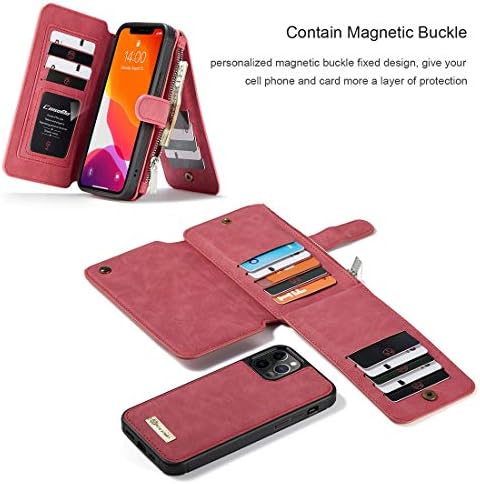 Флип калъф за мобилен телефон HAIJUN, една Чанта-портфейл за iPhone 12 Pro Max, 2 в 1, Кожена с Цип, Сменяем Магнитен