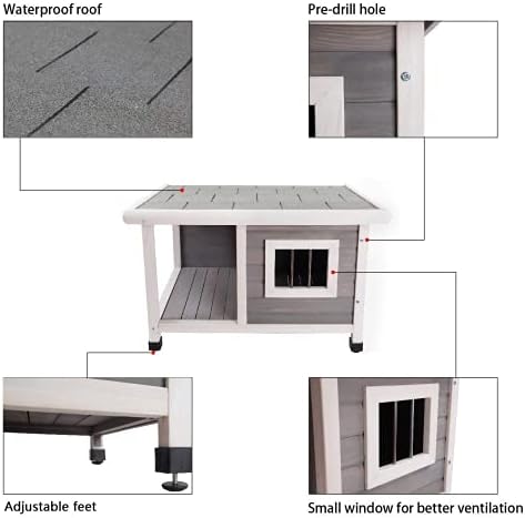 NSDRBX Малък Уличен Дървена къщичка за кучета, ръчно изработени, Вентилирани и дишаща, Покривът може да се повиши, Водоустойчив