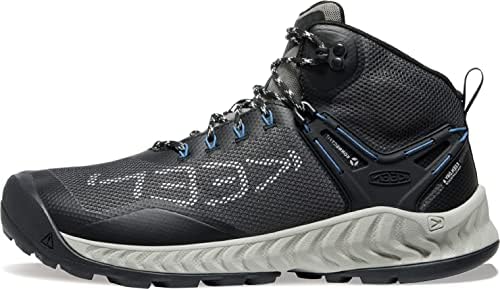Водоустойчив мъжки маратонки KEEN NXIS EVO средна височина Походный обувки с бърза опаковка, Магнит / Ярък Кобалт, 10