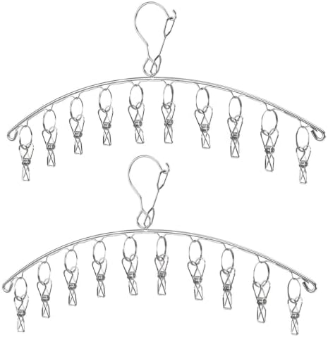 DurReus Ветрозащитная Закачалка за дрехи с 10 Скоби Закачалка За Сушене на Дрехи от Неръждаема Стомана Улично Бельо Чорапи