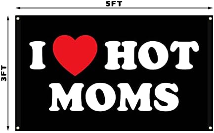 Флаг I Love Moms Знамена I Love Hot Moms - Забавен Декоративен Банер за вътрешна и Външна употреба - Гобеленовые Подаръци