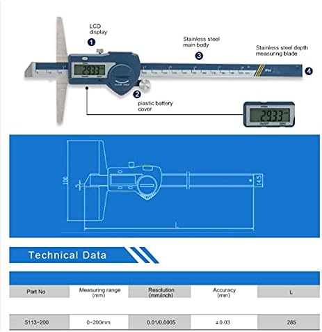 FZZDP 0-200 Мм Електронен Цифров Штангенциркуль от Неръждаема Стомана на най-дълбокото Штангенциркуль Микрометър Измервателен