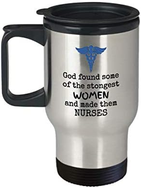 Пътна чаша със символ регистрирана медицинска сестра - Бог намерил най-силни жени и ги направи медицински сестри - Вдъхновяващи