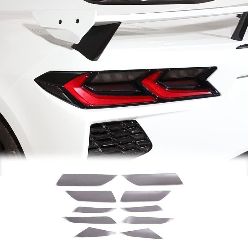 Рамката на задното фенер, подплата от черен филм, 4 бр., Съвместима с Corvette C8 Stingray 2020 2021 2022 2023, Стикер