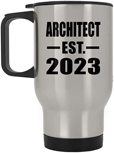 Designsify Архитект Създаден EST. 2023, Сребърен Пътна Чаша 14 грама, на Изолиран Чаша от Неръждаема Стомана, Подаръци