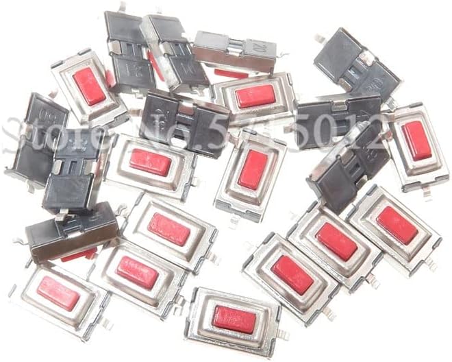 50шт. 3 * 6 * 2.5 мм 3x6x2,5H DIP Бяло-червен 2-пинов Бутон превключвател Микропереключатели Tact Switch - (Размер: червено)