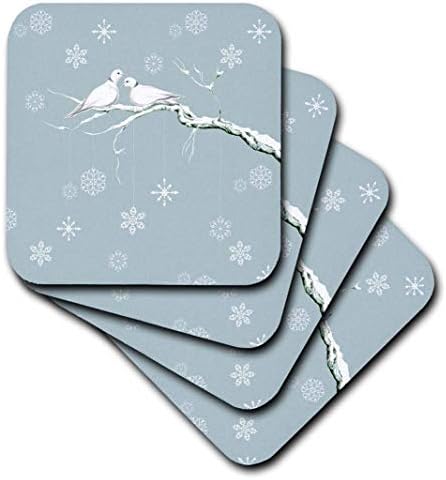 3 Дайте две гургулици и красиви орнаменти във формата на снежинки по Коледа - Меки подложки, комплект от 4 броя (CST_216708_1)