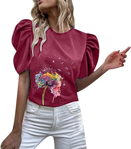 Тениски големи размери, дамски тениски с кръгло деколте и къс ръкав, блузи с флорални принтом, дамски блузи с дълъг ръкав