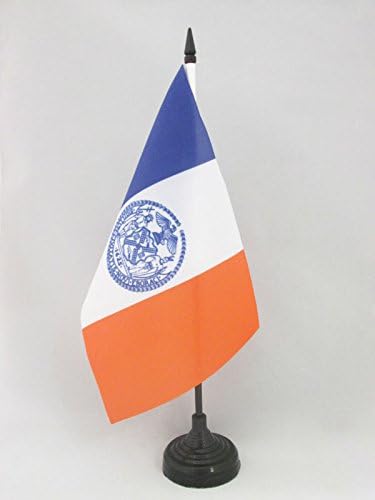 ФЛАГ AZ, Тенис на Флаг Ню Йорк, 5 x 8 - Американски - Тенис на американския флаг, 21 x 14 см - Черна Пластмасова Пръчка