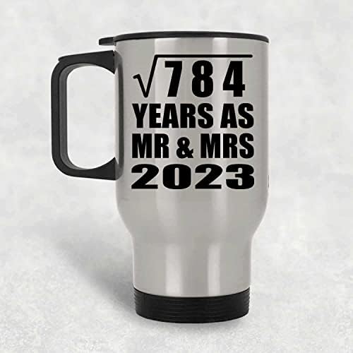 Вземете вашата 28-та Годишнина от Корен Квадратен от 784 години Като г-Н и г-жа 2023, Сребърен Пътна 14 унция Чаша От