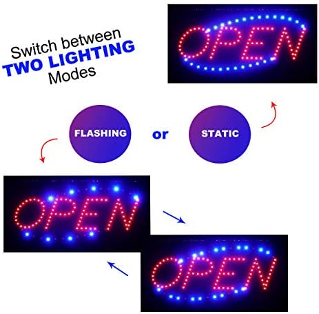 Led неонова реклама Ultima Open за бизнес: открита светещ знак с мигаща режим – Вътрешна ел. светещ знак за магазини