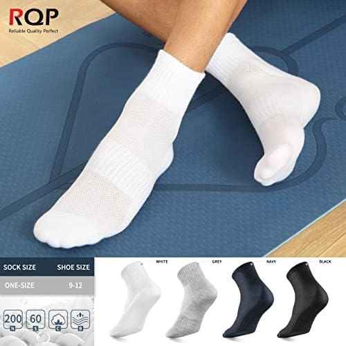 RQP Мъжки Памучни Чорапи до Глезена Размер 9-12 Спортни Дишащи Работни Чорапи с дълбоко деколте, Дължина до четвърти
