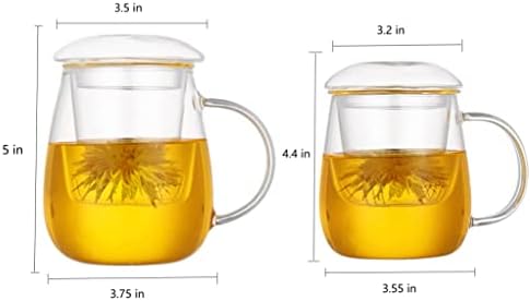 Стъклена чаена чаша FORVINO Premium с приготвяне на чай и капак - Голяма Чаша от Borosilicate стъкло с капацитет 17,6