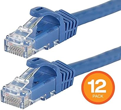 Свързване на Ethernet кабел Monoprice Cat6 - 10 фута, - Синьо (12 бр.), без довършителни RJ-45, Блокирани, 550 Mhz, UTP,