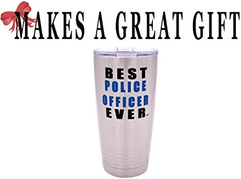 Rogue River Тактически Забавен най-Добрият Полицай Някога Голяма От 20 Грама Пътен Чаша, Чаша, Чаша с Капак, Тънка Синя
