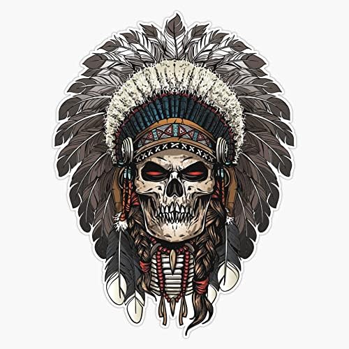 RQH Търговия Череп на вожда на местните американски индианци, шапки, Стикер С виртуален скелет, Стикер на Бронята, Vinyl
