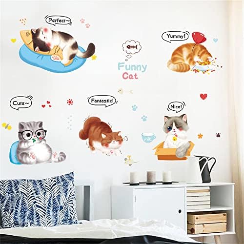 Супер Сладък Котка Стикери За стена Животни Стикери За Стена на Спалня и Всекидневна с ТЕЛЕВИЗОР монтиран на стената