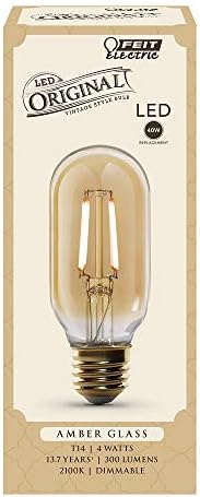 Led лампа Feit Electric Vintage с отворен зъби с нажежаема жичка от тъмно стъкло T14 със средна електрическата крушка