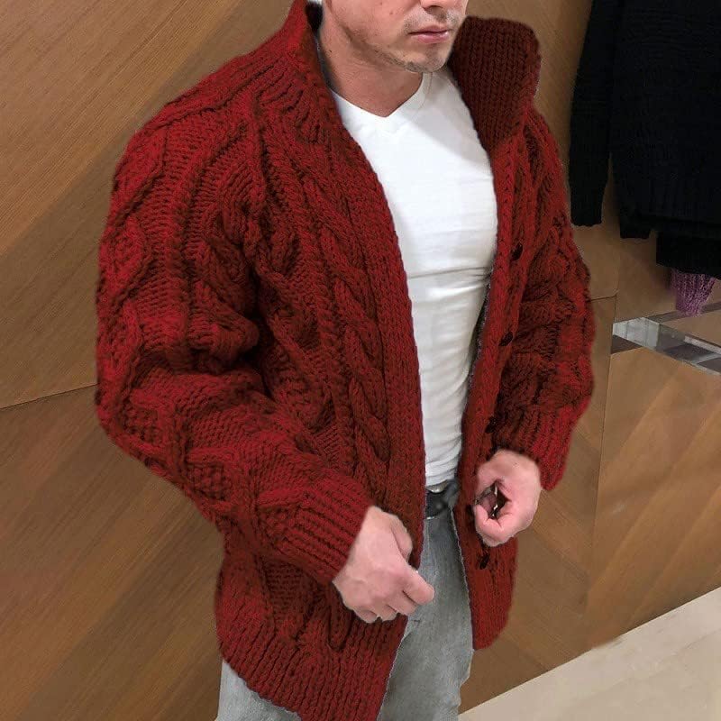Ymosrh Пуловер Пуловер за Мъже с Дълъг Ръкав и Яка-часова Усукана Случайни Модерен Мъжки Пуловер Работни Блузи
