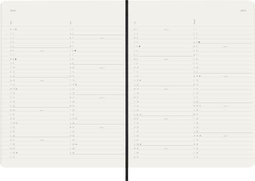 Дневник Moleskine в 2024 година, 12 м, Много голям, Черен, Меки корици (7,5 x 10)