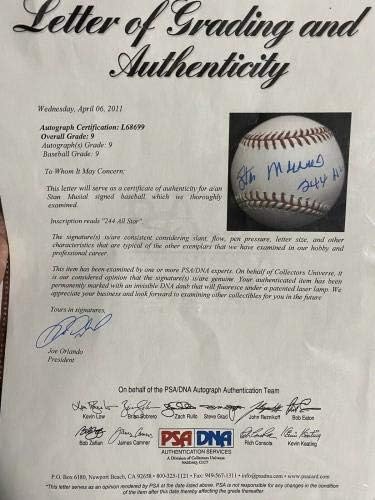 Стан Музиал 24x All Star Подписа Бейзболен PSA / Бейзболни Топки с ДНК-автограф
