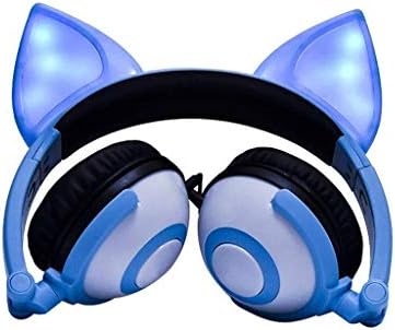Raxinbang Headset Детска Сгъваеми Слушалки Мигащи Светлинни Слушалки за игри на Слушалки Слушалки с led подсветка за