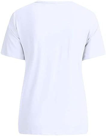 Женска тениска VODMXYGG с V-образно деколте и Къси Ръкави, Стръмни Офис Обикновена Тънки Памучни Ризи в Рубчик, Блуза
