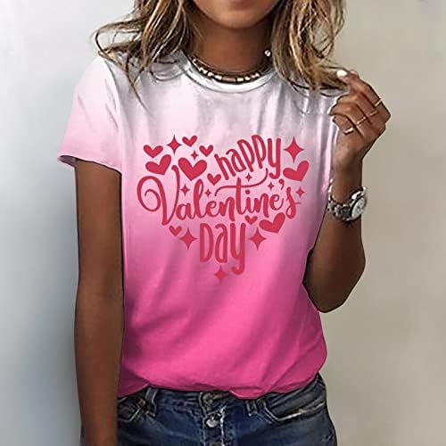 Ден на Свети Валентин, Дамски Модни Шорти, Тениска С Къс Ръкав, Отгоре, Ежедневни тениски с Принтом, Топ За женската