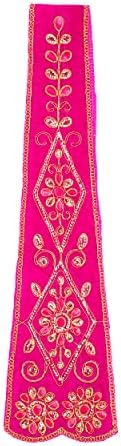 Розова голяма декоративна тъкан за пуджа Плат Пуджа Чунари, Пуджа Чунар Дупатта (Размер:- 38 см x 5 инча) Обекти за пуджа