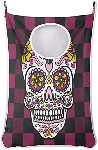 Мексикански Захарен Череп с Модел Ден на мъртвите, Подвесная Чанта за бельо, Над Вратата, Чанта за дрехи, Здрава, Компактна