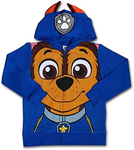 Hoody с качулка за момчета Nickelodeon Paw Patrol Marshall, Ръбъл или Chase с цип за бебета и малки деца – Червено / Жълто / Синьо