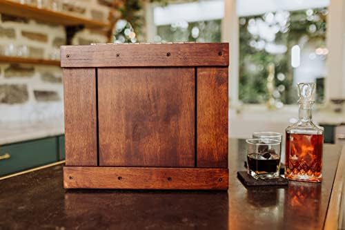 LEGACY - марка a Time Picnic - Кутия за уиски с decanter - Подаръчен комплект От Тъмно Каучуково дърво (Dark Stain Parawood)