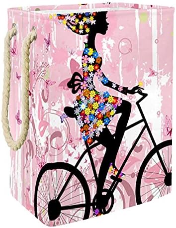 Кошница за дрехи с Веревочной дръжка, Розова Пролетно Момиче, Катающаяся На велосипед, Организация Цветни играчки и дрехи,