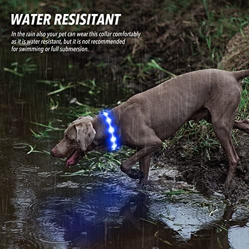 DOMIGLOW Light Up Нашийници за кучета Акумулаторни батерии - Водоустойчив led Нашийник за кучета, Светещи в Тъмното,