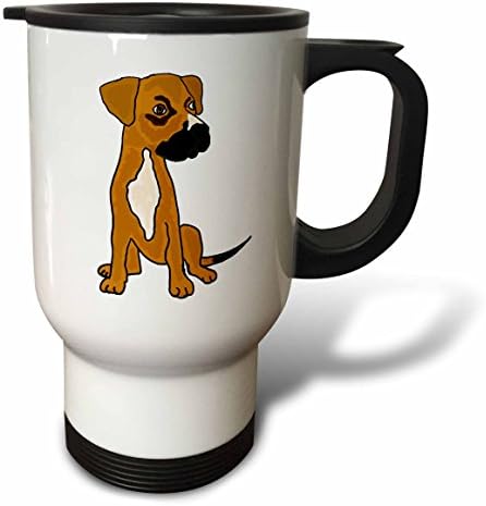 Пътна чаша за кученца-спасители 3dRose Смешни Boxer Смесете 14 Грама, Неръждаема Стомана