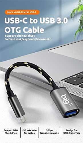 OTG Адаптер Big-e C USB към конектора USB 3.0 A (2 комплекта), съвместим с Samsung Galaxy S10, S9, S8, Plus, Note s10,