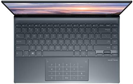 Ултра тънък лаптоп ASUS ZenBook 14 с 14-инчов дисплей FHD, процесор на AMD Ryzen 5 5600H, графика Radeon Vega 7, 8 GB ram, 512 GB PCIe SSD, цифрова клавиатура, Windows 11 Home, Pine Grey, UM425QA-EH51 (обновена)