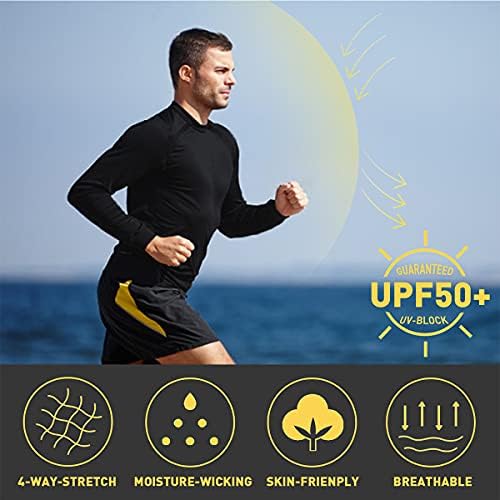 Мъжки Слънчеви Ризи UPF 50 + и е с дълъг Ръкав, Защита От ултравиолетови лъчи, Бързосъхнеща Лека Риза За Разходки, Риболов,
