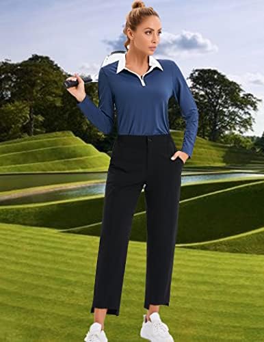 HOTLOOX Женска Риза за голф С дълъг ръкав UPF 50 + Бързосъхнеща Риза с къси ръкави с цип, Впитывающая Влагата, S-XXL