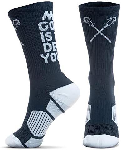 Плетени чорапи за спортен лакросса ChalkTalkSPORTS до средата на прасците | My Goal Lacrosse Socks | Тъмно син