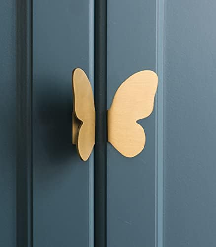 Полуметаллические Дръжки във формата на пеперуда, 4 Опаковки Декоративни дръжки за кухненски шкафове от плътен Месинг,