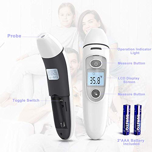 Инфрачервен Термометър за възрастни, Термометър за челото за температура, Бебета, Деца, Възрастни, За вътрешна и Външна